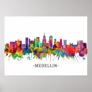 Póster Medellin Colombia Skyline