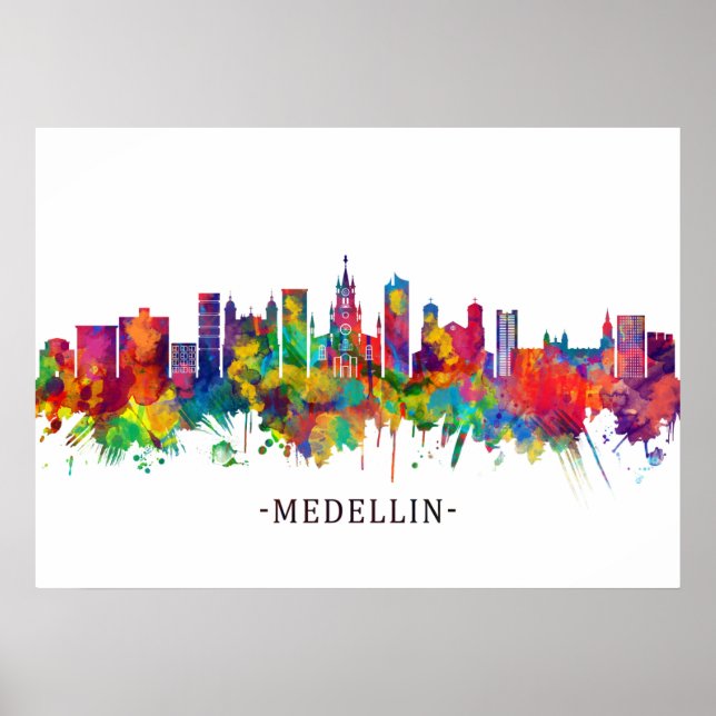 Póster Medellin Colombia Skyline (Frente)
