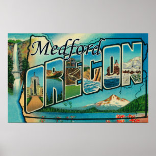 Póster Medford, Oregón - Escenas de letras grandes