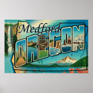 Póster Medford, Oregón - Escenas de letras grandes