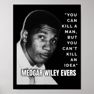 Póster Medgar Wiley Evers cita historia negra jun african