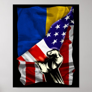 Póster Media bandera estadounidense raíces ucranianas ban
