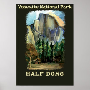 Póster Media bóveda, vintage-estilo del parque nacional