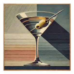 Póster Media Century Moderno 2 Olive Martini Cocktail Hou