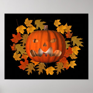 Póster Media Jack O Lantern Y Otoño Salen De Halloween