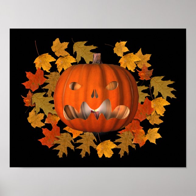 Póster Media Jack O Lantern Y Otoño Salen De Halloween (Frente)