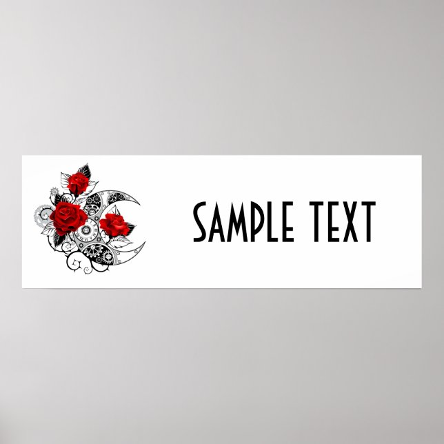 Póster Media luna mecánica con rosas rojas (Frente)