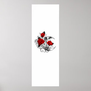 Póster Media luna mecánica con rosas rojas