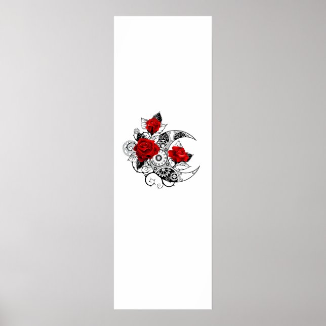 Póster Media luna mecánica con rosas rojas (Frente)