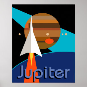 Póster mediados de siglo del art déco del espacio del