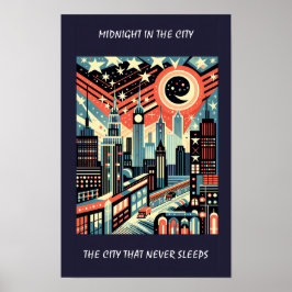 Póster Medianoche en la ciudad que nunca duerme Art Deco