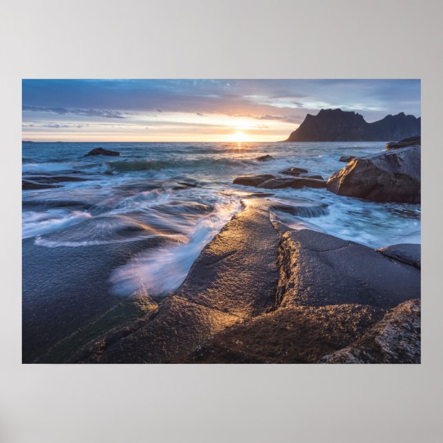 Póster Medianoche Sun Lofoten Noruega (Frente)