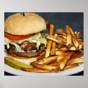 Póster Medias fritadas y cola dobles grandes de la