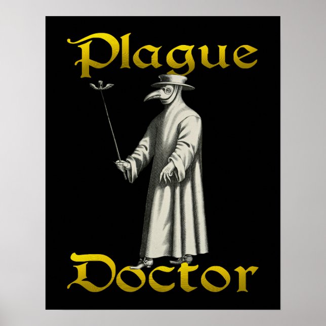 Póster Médica de la peste europea Ropa de Pájaro (Frente)