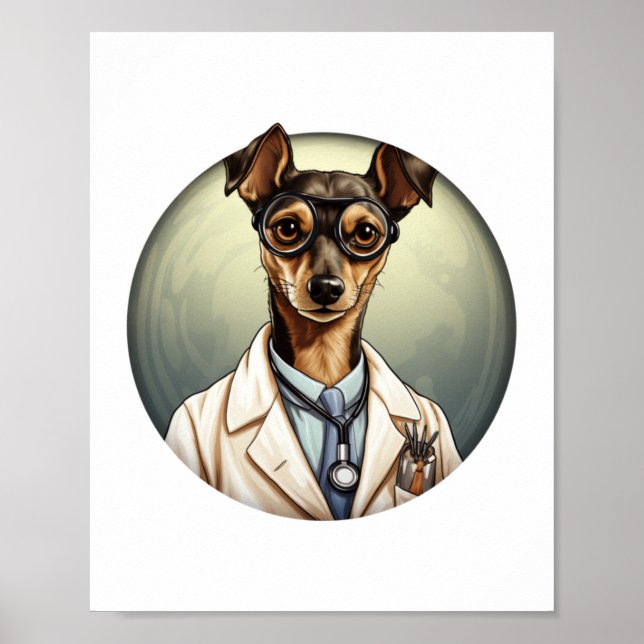 Póster Médica de Perro de Pinscher en miniatura (Frente)