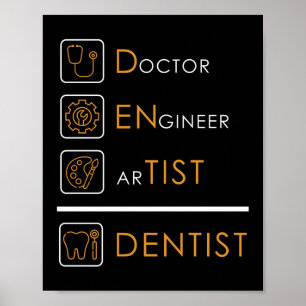 Póster Médica ingeniero artista dentista asistente dental
