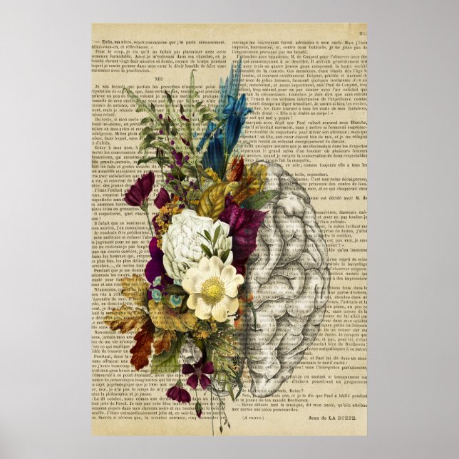 Póster medical floral brain anatomy poster (Frente)