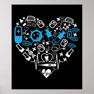 Póster Medicina - Corazón De Equipo Médico