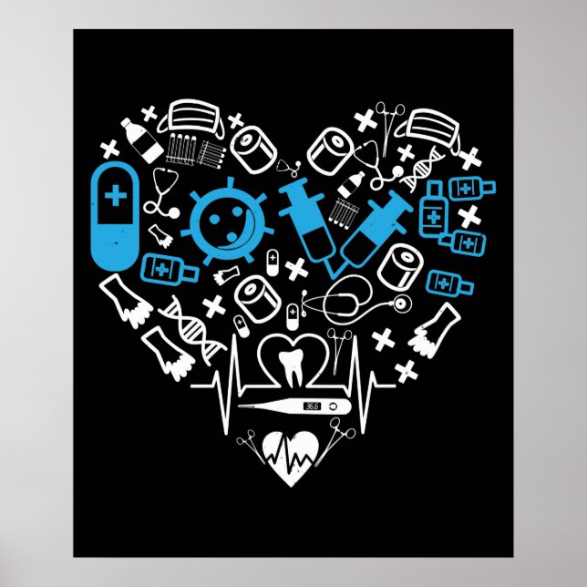 Póster Medicina - Corazón De Equipo Médico (Frente)