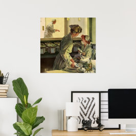 Póster Medicina de cosecha, enfermeras con recién nacidos