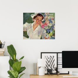 Póster Medicina de época, enfermera feliz con uniforme