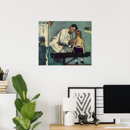 Póster Medicina de época, Médica viendo a un paciente Chi