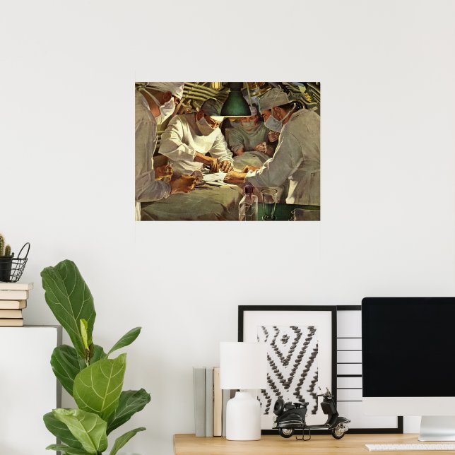 Póster Medicina de época, Médicas que realizan cirugías e (Oficina en casa)