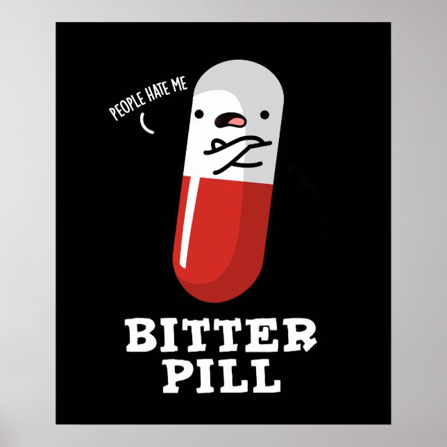 Póster Medicina divertida de píldora Pill Pun Dark BG (Frente)