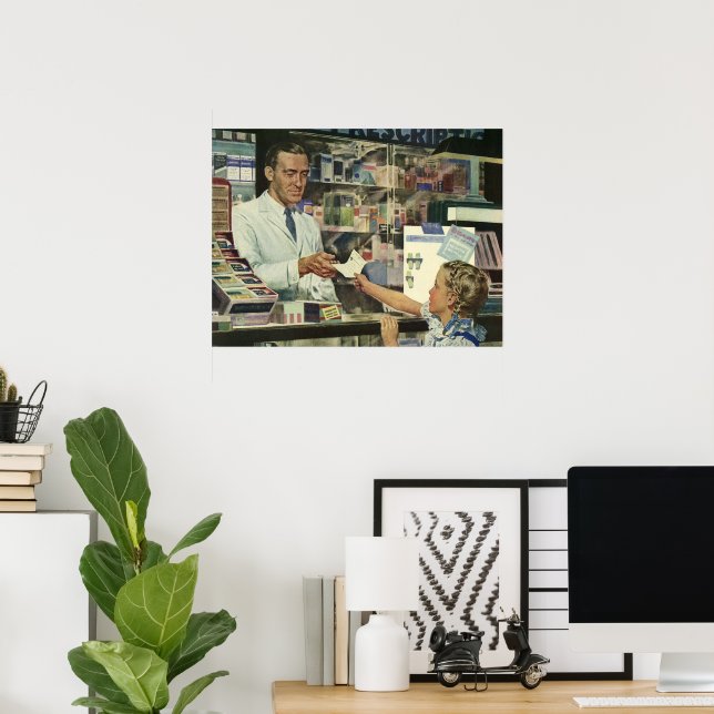 Póster Medicina veterinaria, farmacéutica y Chica en farm (Oficina en casa)