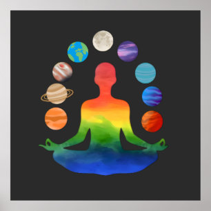 Póster Medición de Chakra cósmica Yoga de la energía es