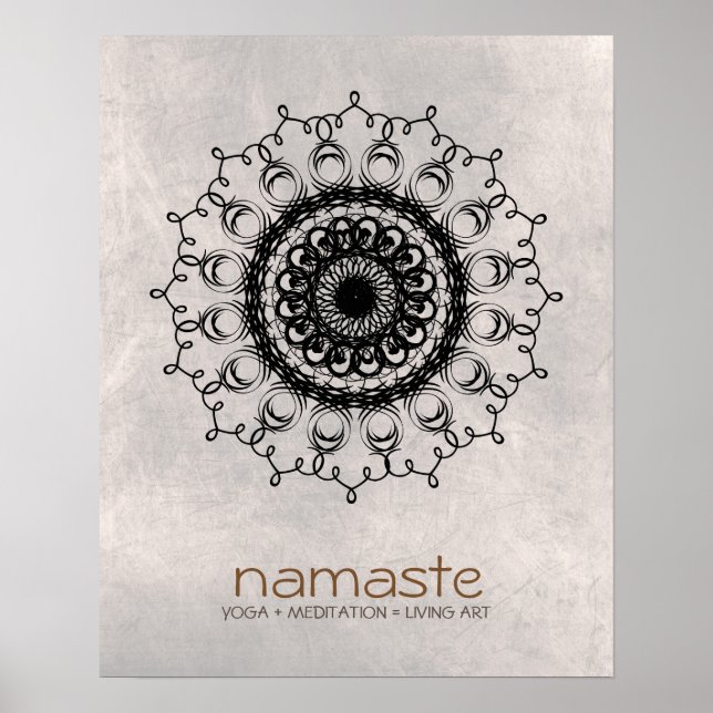 Póster Medición de Yoga Mandala Damask Namaste (Frente)