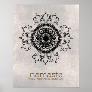 Póster Medición de Yoga Mandala Damask Namaste
