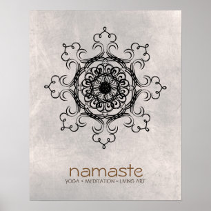 Póster Medición de Yoga Mandala Damask Namaste