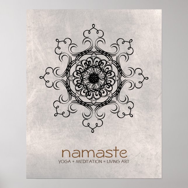 Póster Medición de Yoga Mandala Damask Namaste (Frente)