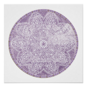 Póster Medición del Círculo Grunge Purple Mandala