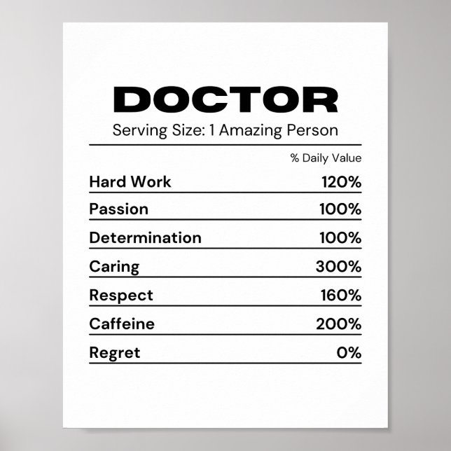 Póster Médico Apasionado Determinado Trabajo (Frente)