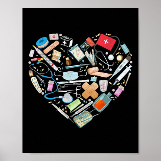 Póster Médico de Enfermería de Corazón Istant Médico Cert (Frente)