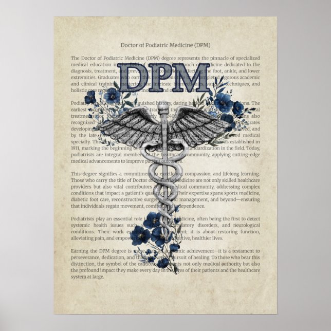 Póster MÉDICO del DPM Caduceus de Medicina de Podiatría (Frente)
