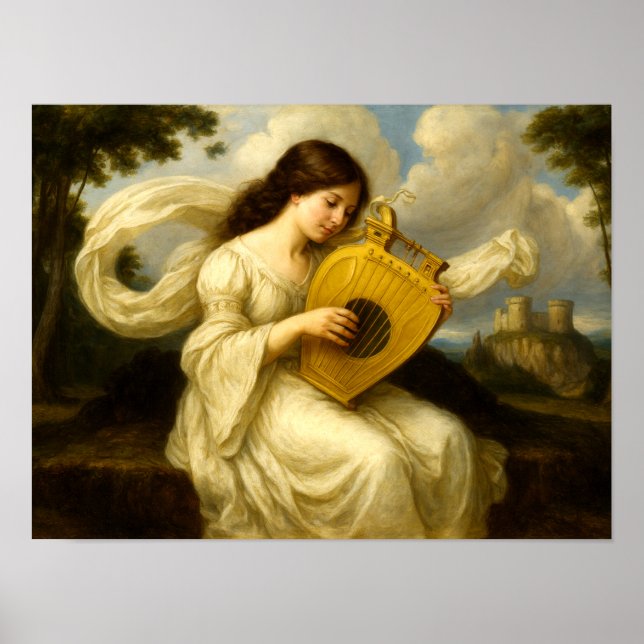 Póster Medieval Castle Woman With Lyre (Frente)