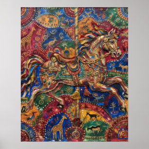 Póster medieval de caballo celta colorido