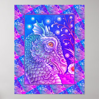 PÓSTER MEDIEVAL DRAGON HEAD PORTRAIT, WHIMSICAL FANTASY