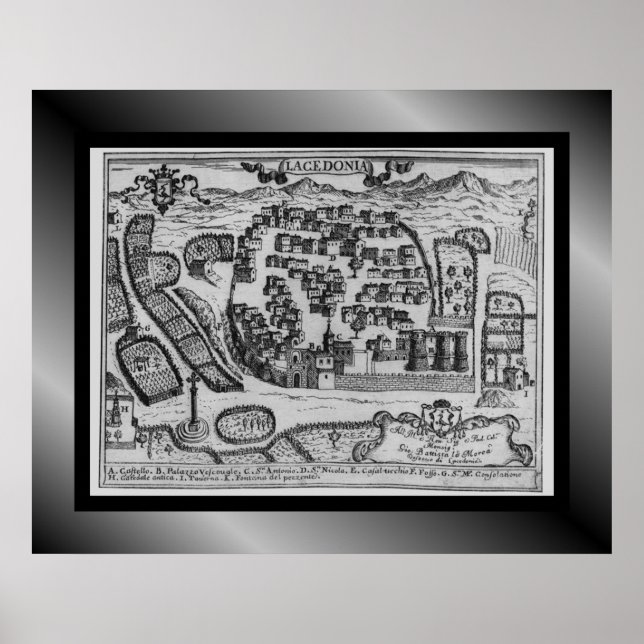 Póster Medieval Village Map ~ Lacedonia ~ Italy~    Poste (Frente)