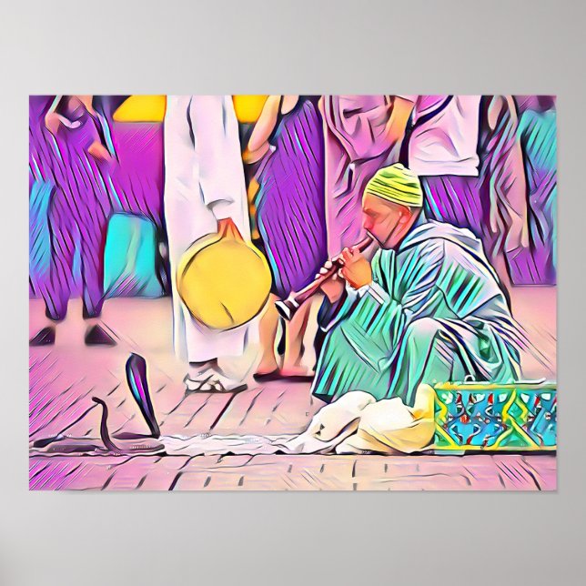 Póster Medina Mystique - Serpiente Charmer de Marrakech (Frente)