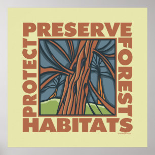 Póster Medio ambiente, hábitats de vida silvestre