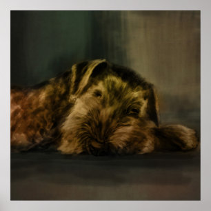 Póster Medios mixtos de Airedale Terrier
