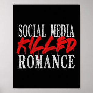 Póster Medios sociales matan a Romance Retro Valentine Te