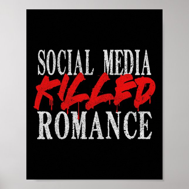 Póster Medios sociales matan a Romance Retro Valentine Te (Frente)