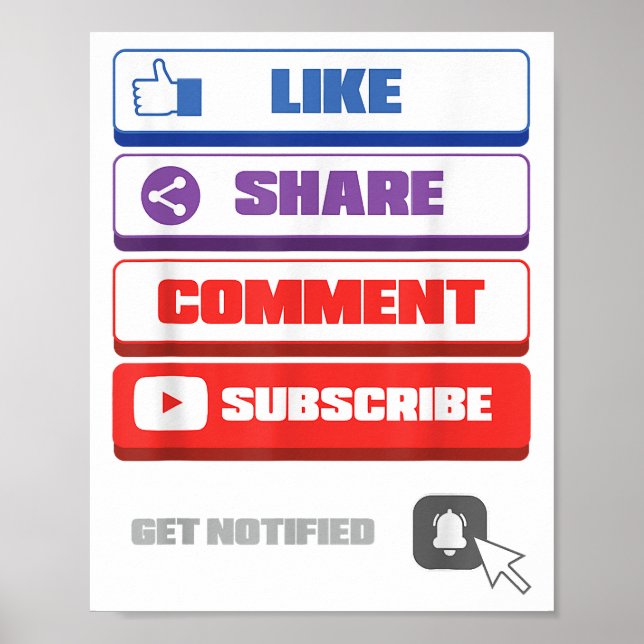 Póster Medios Sociales Me Gusta Compartir Comentar Suscri (Frente)