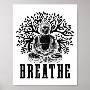 Póster Meditación Buda Respira Yoga Zen Budismo Yogui B