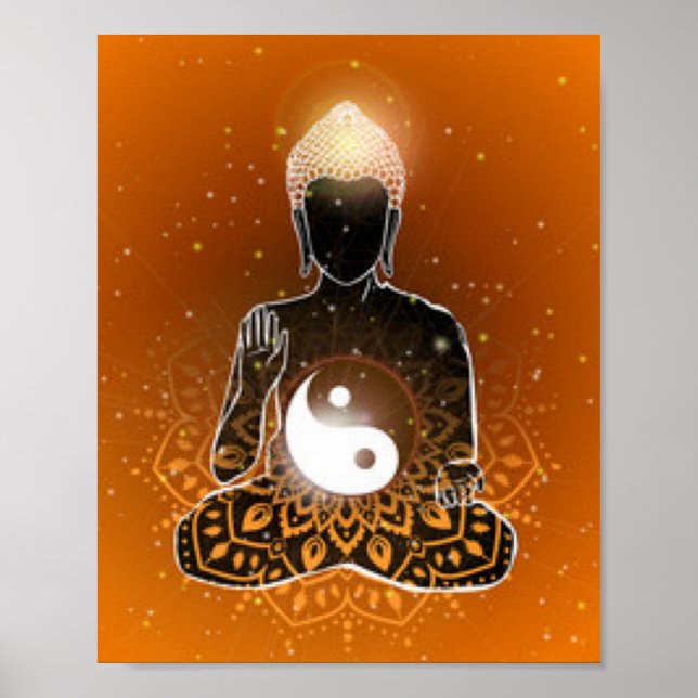 Póster Meditación Buda Ying Yang Diseño (Frente)